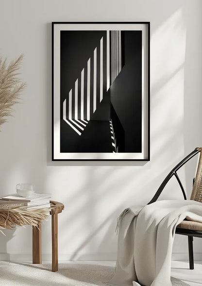 Architecturaal Lichtstrepen Schaduw Abstracte Zwart Wit Muur Schilderij