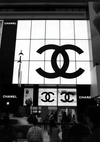 Illuminated Display Large Logo Evening Scene Black and White City Photography Painting