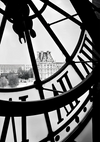 Clock Dial City View Paris Black and White Photography Painting