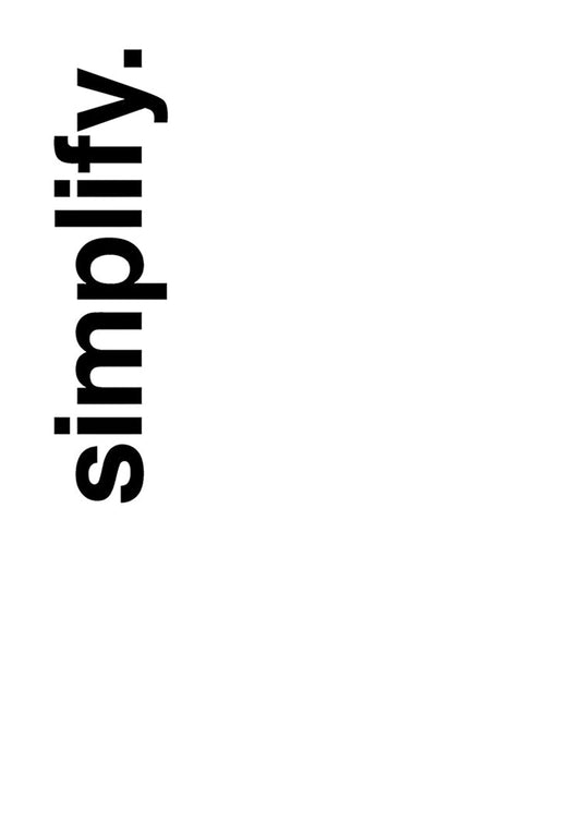 Simplify typografie canvas schilderij in zwart-wit, met een dik lettertype