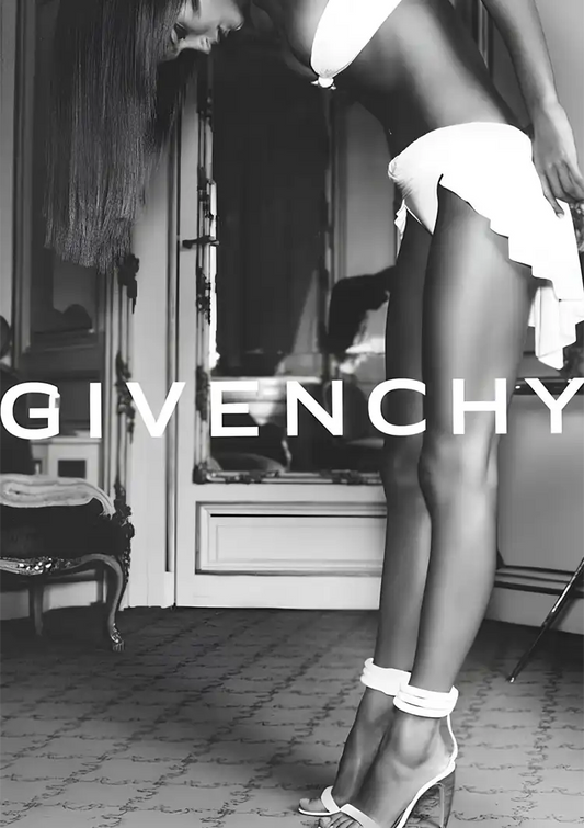 Givenchy Fashion Woman White Outfit Heels Black White Painting