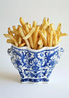 Delft Blauw Porzellanschale Pommes Frites Gold Blau Weiß Lustiges Stillleben Gemälde