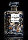 Delft Blue Perfume Bottle Oriental Decor Gold Black Background Luxury Painting