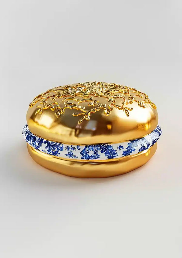 Golden Hamburger Delft Blue Decoration Surreal Painting