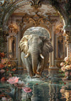 Majestueuze Olifant Fantasie Paleis Lotusbloemen Barok Ornament Schilderij