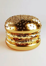 Złoty Hamburger Luksusowe Błyszczące Złoto Sztuka Cyfrowa Pop Art Obraz na płótnie