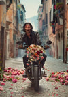 John Wick Motor Colorful Flowers Street Cinematic Portrait Painting