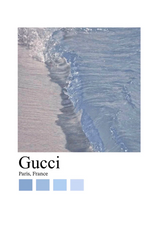 Piaszczysta plaża faluje niebieski Gucci Paris Fashion plakat na Obraz na płótnie