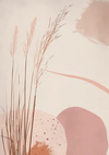 Zachte Roze Grassen op Pastel Achtergrond Botanisch Abstract Schilderij