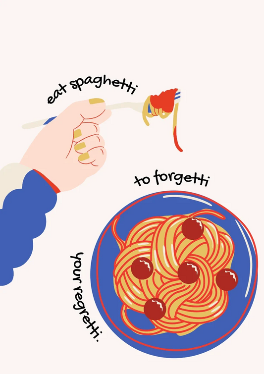 Obraz na płótnie z talerzem spaghetti w kolorach czerwonym, pomarańczowym i żółtym