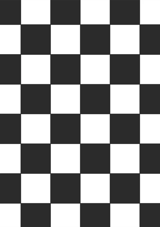 Zwart wit dambordpatroon canvas schilderij in zwart en wit, geometrische stijl