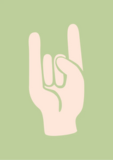 Rock On Hand Gest Zielony minimalistyczny obraz na płótnie