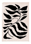 Graphic Sheet Black White Wavy Leaves Cream Background Painting