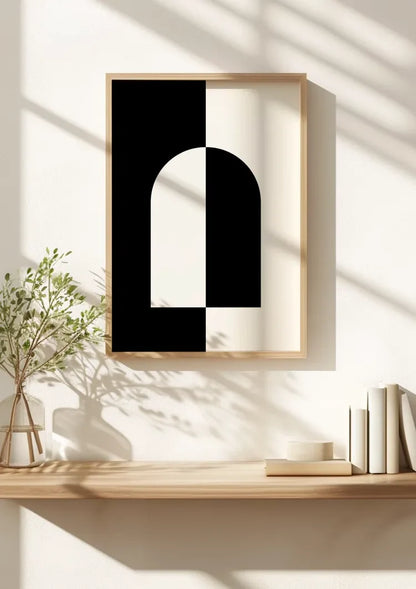 Symmetrische Boog Zwart Wit Minimalistisch Contrast Schilderij