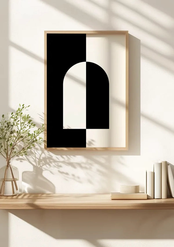 Symmetrische Boog Zwart Wit Minimalistisch Contrast Schilderij