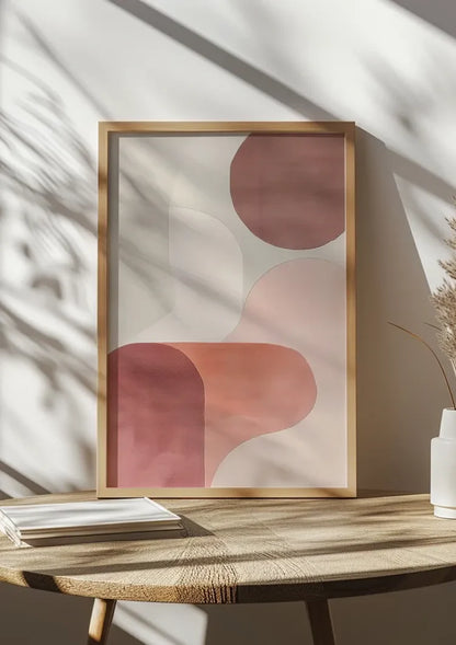 Weiche Überlappende Kreise Rosa Beige Minimalistisches Abstraktes Gemälde