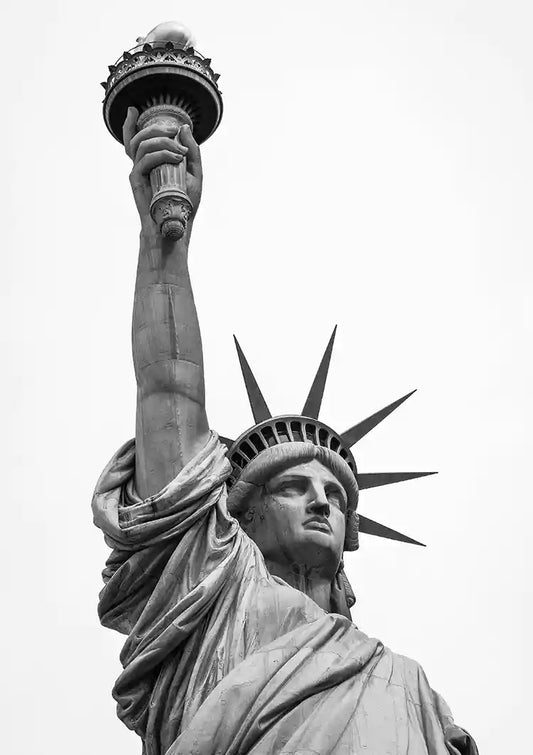 Vrijheidsbeeld Fakkel Zwart Wit New York Iconisch Schilderij