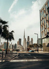Dubai Skyline Burj Khalifa Palm Trees Empty Street Modern Architecture Painting