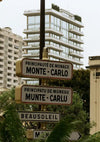Monte Carlo Monaco Straatnaamborden Palmbomen Kustgebouwen Schilderij