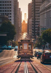 Kabeltram San Francisco Steil Straatcanyon Gouden Avondlicht Stadsgezicht Schilderij