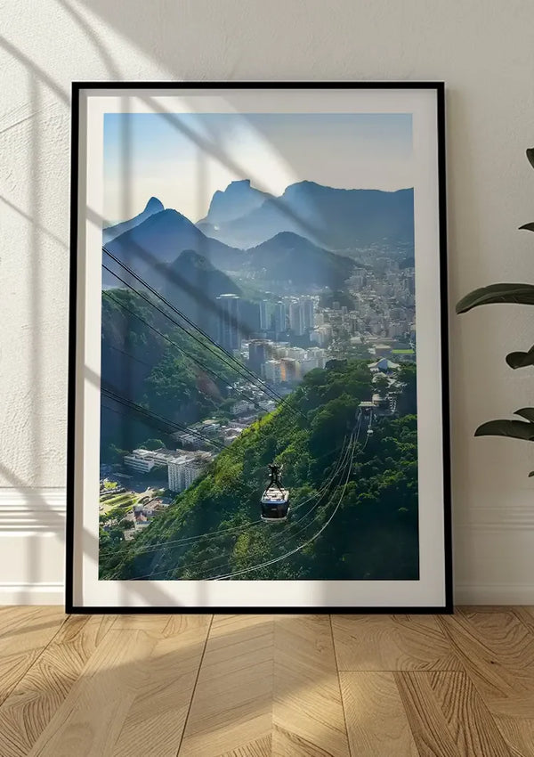 Kabelbaan Rio de Janeiro Groene Heuvels Stad Bergen Luchtperspectief Schilderij