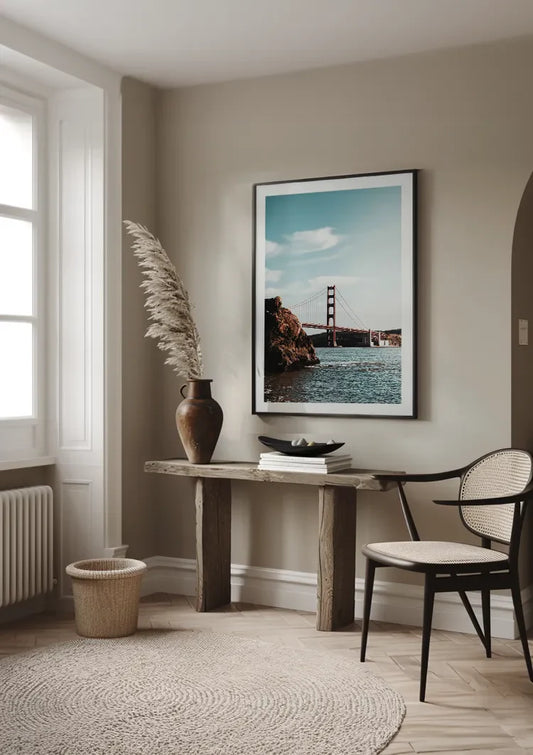 Golden Gate Bridge canvas schilderij aan de muur bij de kapstok in de hal