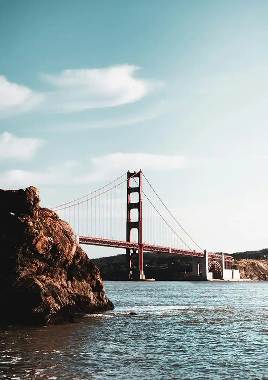 Golden Gate Bridge canvas schilderij in rode en blauwe tinten