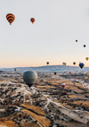 Luchtballonnen Warme Lucht Zonsondergang Sereen Schilderij
