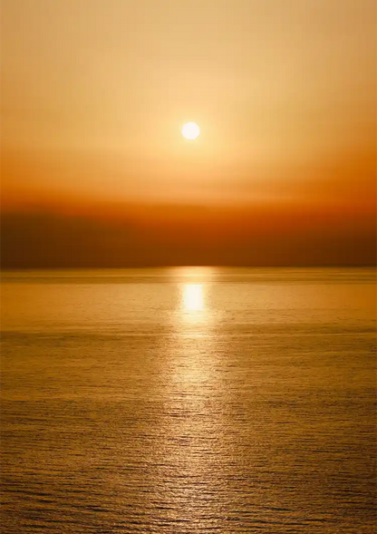 Wunderschöner Sonnenuntergang Goldener Ozean Spiegelung Gemälde