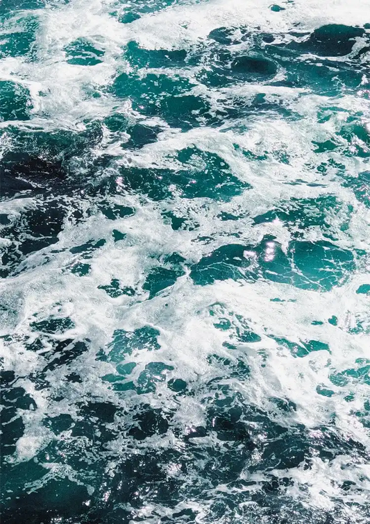 Zeegezicht canvas schilderij van schuimende golven op een turquoise oceaan