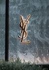 YSL Logo on Marble Background Gold Painting