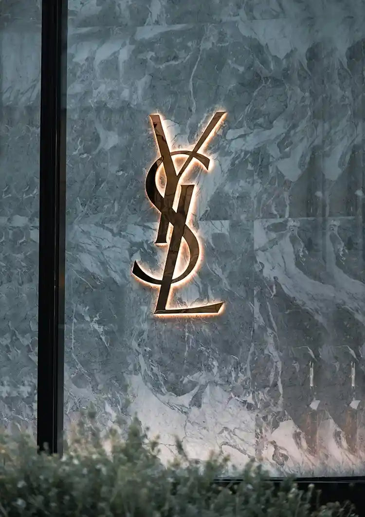YSL Logo on Marble Background Gold Painting