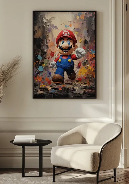 Retro-Spielfigur Leinwandbild an der Wand im Flur