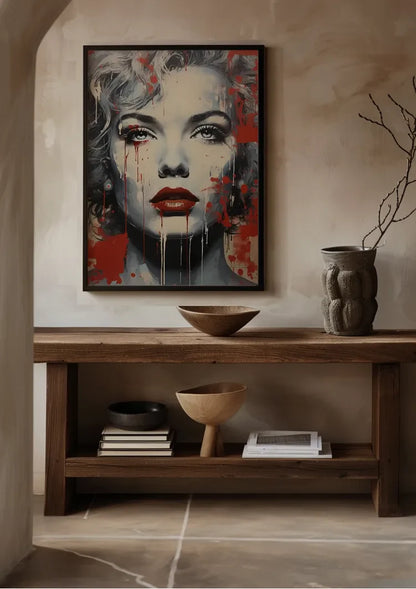 Frauenporträt Rote Lippen Graffiti Street Art Gemälde