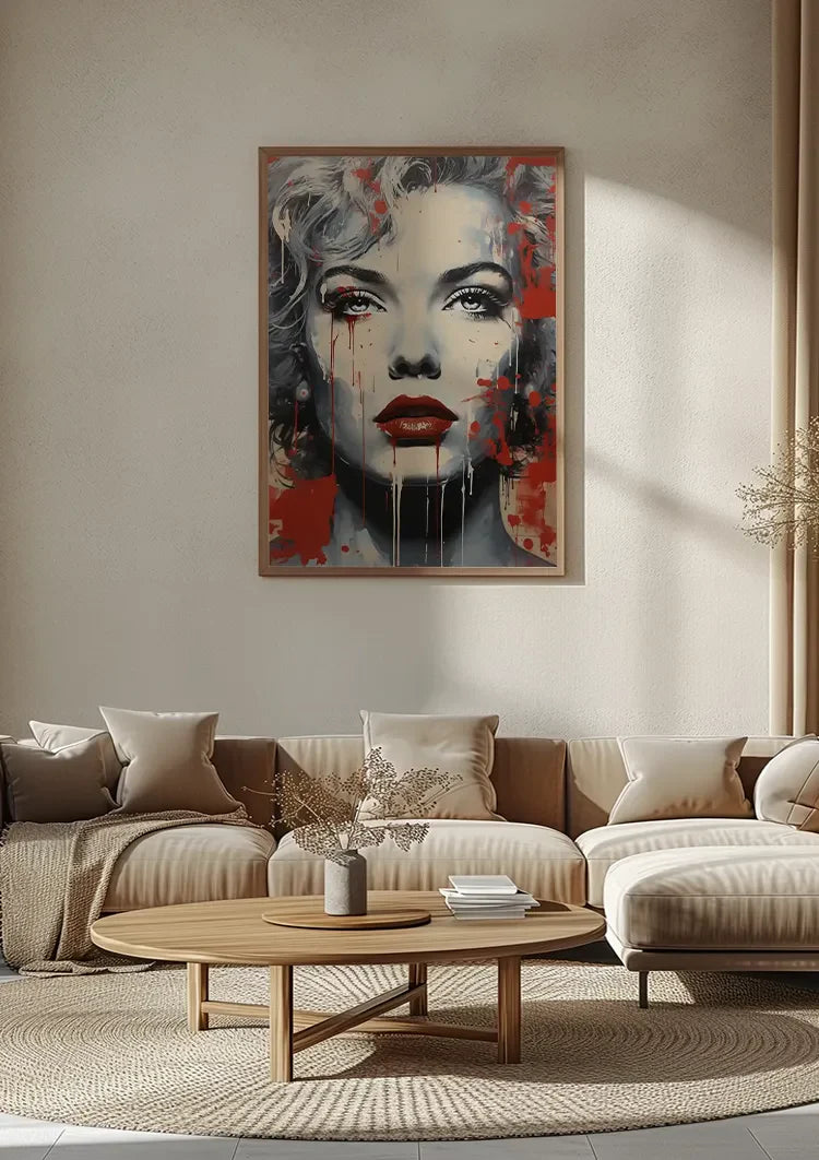 Frauenporträt Rote Lippen Graffiti Street Art Gemälde