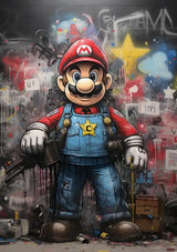 Super Mario Graffiti Street Art portret na Obraz na płótnie