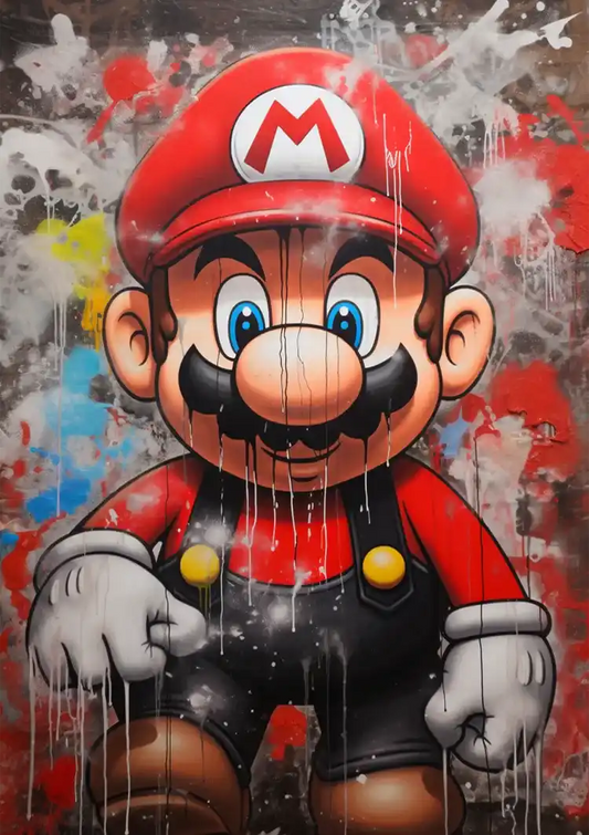 Mario Graffiti Street Art Colorful Paint Drip Pop Art Painting