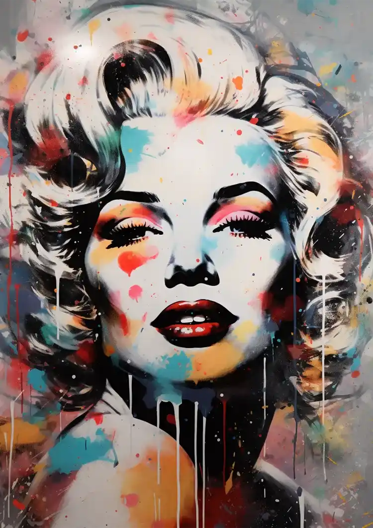 Marilyn Monroe Abstract Colourful Pop Art Portrait Canvas Print