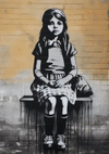 Girl on a Bench Black White Realistic Street Art Canvas Print