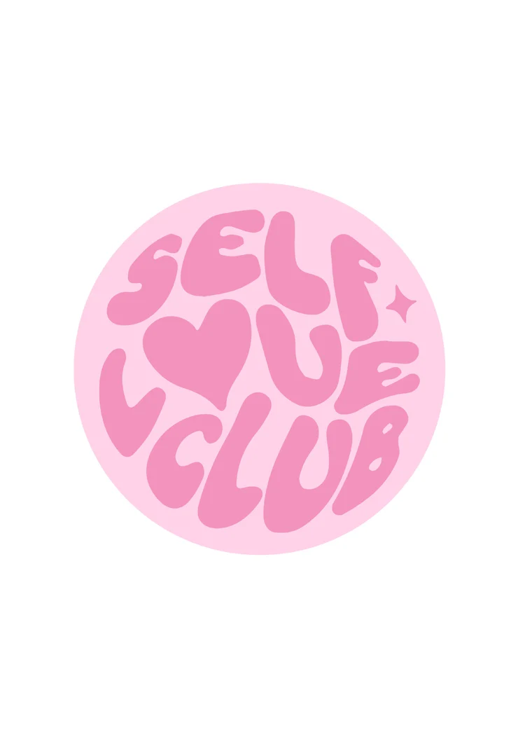 Self Love Club Roze Cirkel Typografie Zelfliefde Vrouwelijk Schilderij