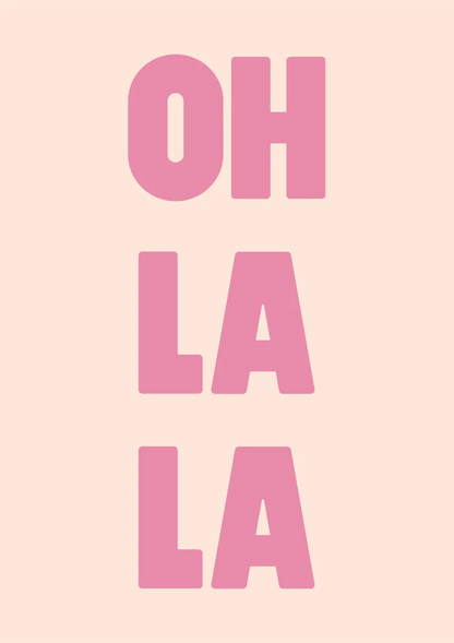 Oh La La Pink Typography Beige Background Playful Pop Art Painting