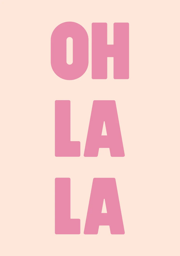 Oh La La Pink Typography Beige Background Playful Pop Art Painting