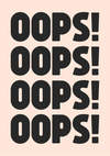 Hoppla, sich wiederholender schwarzer Text, rosa Hintergrund, spielerische Typografie, Pop-Art-Gemälde