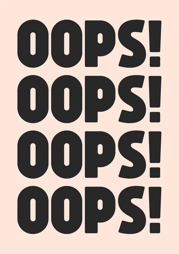 Hoppla, sich wiederholender schwarzer Text, rosa Hintergrund, spielerische Typografie, Pop-Art-Gemälde