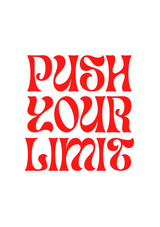 Push Your Limit Rood Vervormd Typografie Motivatie Wit Achtergrond Canvas Schilderij
