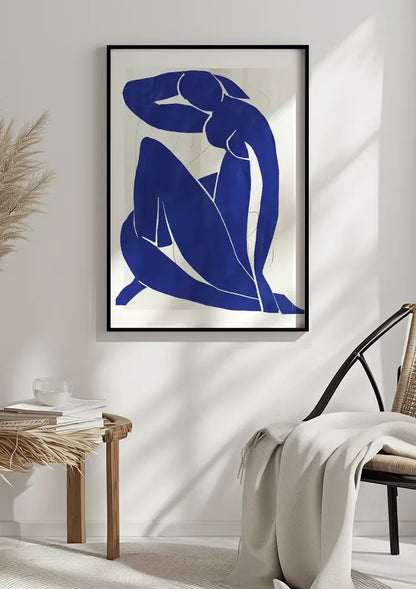 Blue Female Silhouette White Background Abstract Painting