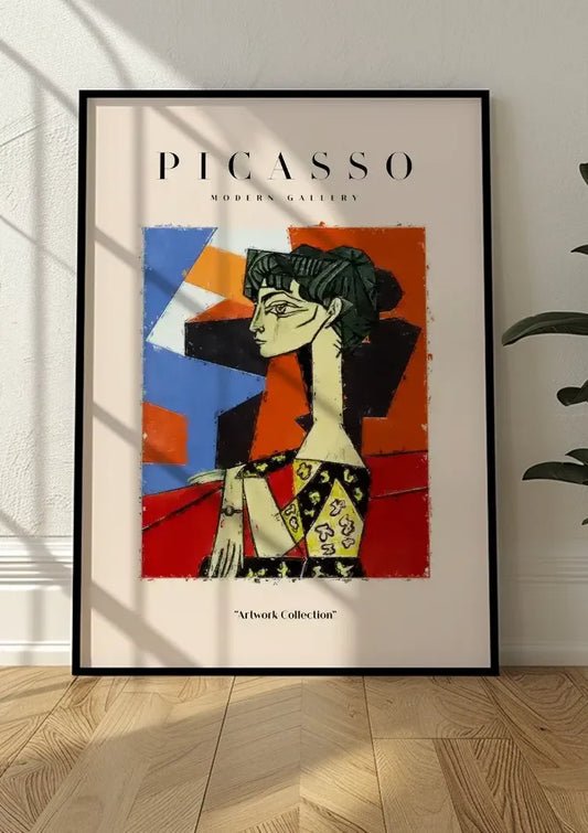 Picasso Modern Gallery Kubistisch Vrouwportret Kleurrijke Geometrie Canvas Schilderij