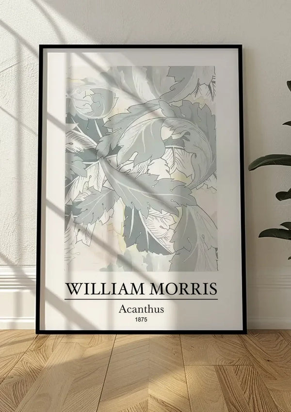 William Morris Akanthus Hellgrau Hellblau Blätter Botanisches Gemälde