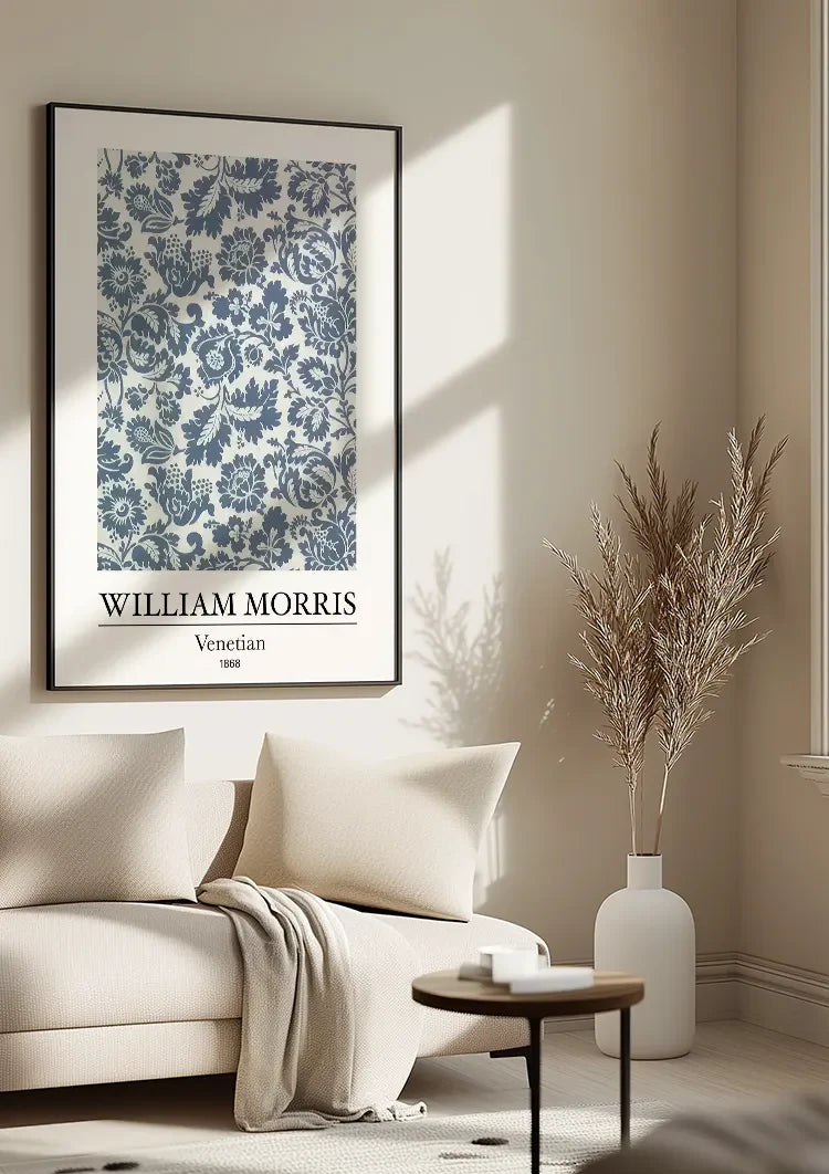 William Morris Venezianisch Blau Weiß Blumenmuster Gemälde