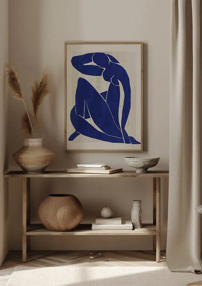 Blue Female Silhouette White Background Abstract Painting